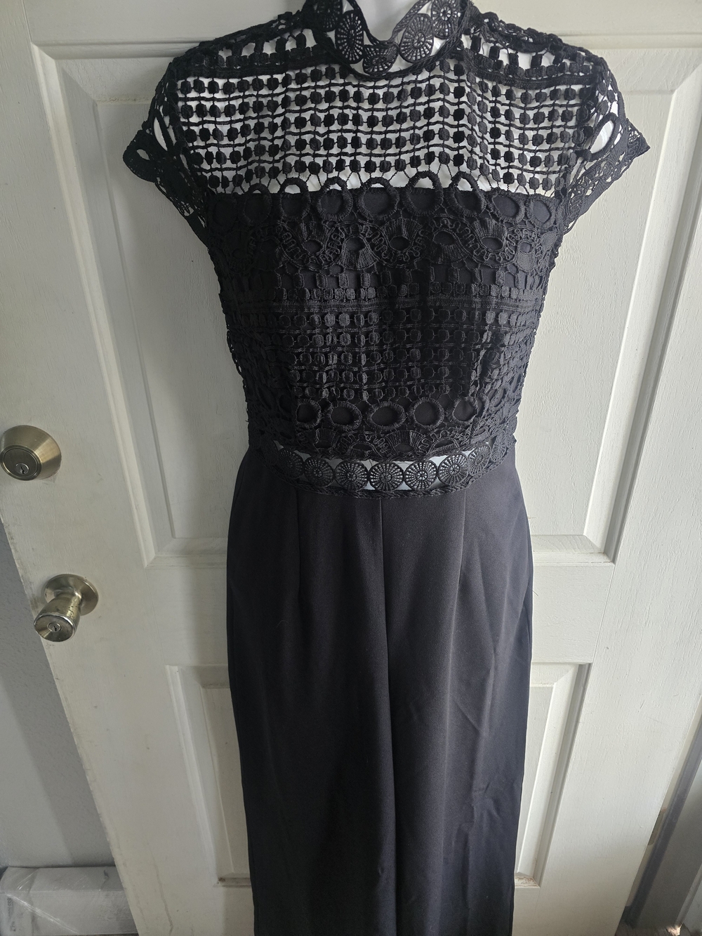 Love By Design Black Lace-Top Jumpsuit